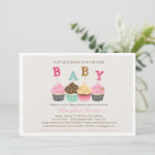 Glitter Baby shower Invitation - Cupcakes, Glitz Kaart (Staand voorkant)