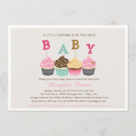Glitter Baby shower Invitation - Cupcakes, Glitz Kaart