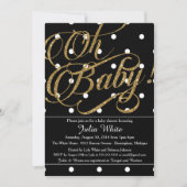 Glitter Baby shower Invitation, zwart-wit Kaart (Voorkant)
