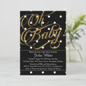 Glitter Baby shower Invitation, zwart-wit Kaart (Staand voorkant)