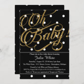 Glitter Baby shower Invitation, zwart-wit Kaart (Voorkant / Achterkant)