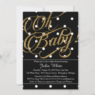 Glitter Baby shower Invitation, zwart-wit Kaart