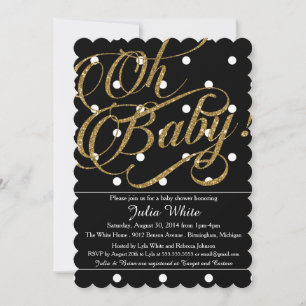 Glitter Baby shower Invitation, zwart-wit Kaart