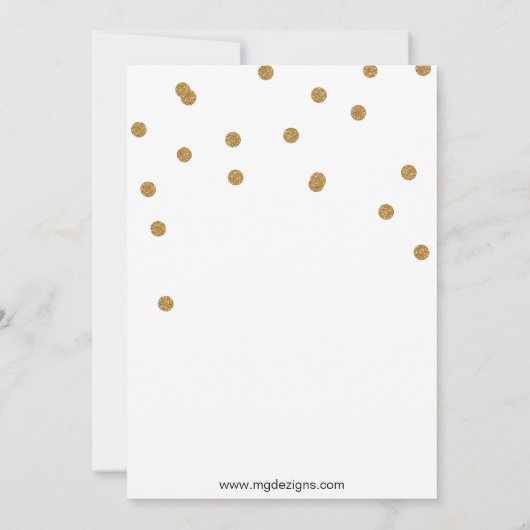 Glitter baby shower met witte en goudtweeling kaart (Achterkant)