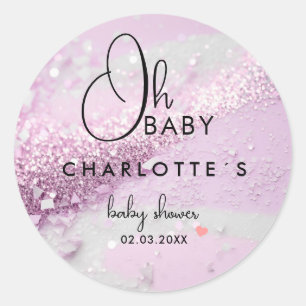 Glitter Baby shower Ronde Sticker