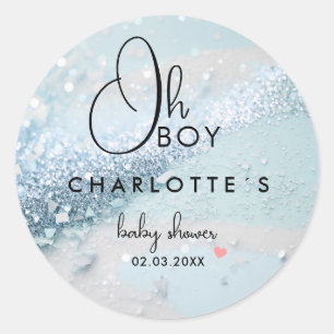 Glitter Baby shower Ronde Sticker