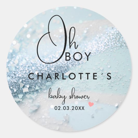 Glitter Baby shower Ronde Sticker (Voorkant)