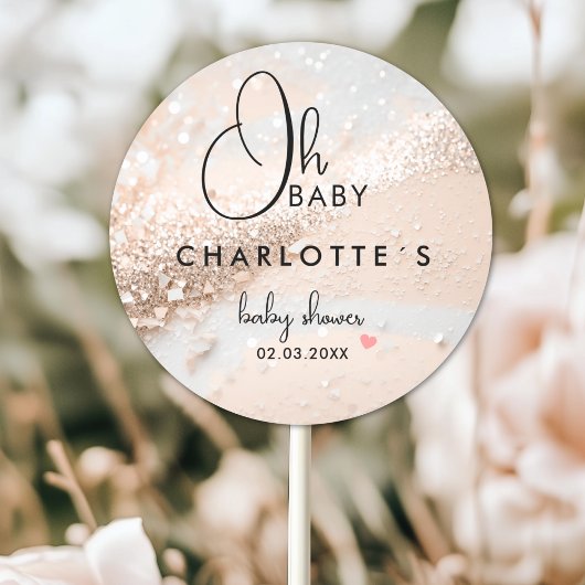 Glitter Baby Shower Ronde Sticker