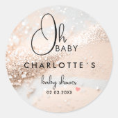 Glitter Baby Shower Ronde Sticker (Voorkant)