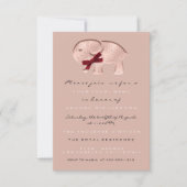 Glitter Baby shower Roos Moderne olifant Rood Kaart (Voorkant)
