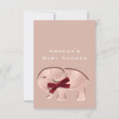 Glitter Baby shower Roos Moderne olifant Rood Kaart (Achterkant)