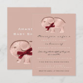 Glitter Baby shower Roos Moderne olifant Rood Kaart (Voorkant / Achterkant)