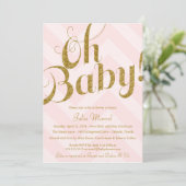 Glitter Baby shower Uitnodiging Chevron (Staand voorkant)