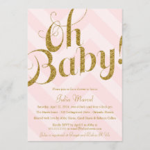 Glitter Baby shower Uitnodiging Chevron