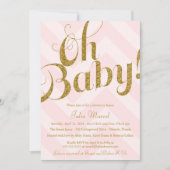 Glitter Baby shower Uitnodiging met roze Chevron (Voorkant)