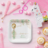 Glitter Baby shower voor goudballon Eucalyptus Papieren Bordje (Feest)