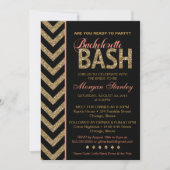 Glitter Bachelorette Bash Invitation Coral Kaart (Voorkant)