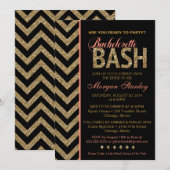 Glitter Bachelorette Bash Invitation Coral Kaart (Voorkant / Achterkant)