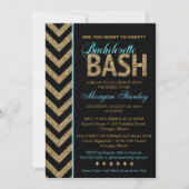 Glitter Bachelorette Bash Party Invitation BLUE Kaart (Voorkant)
