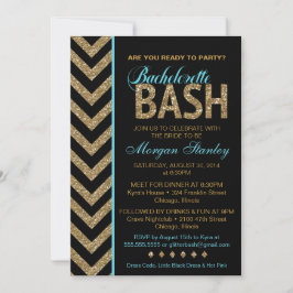Glitter Bachelorette Bash Party Invitation BLUE Kaart