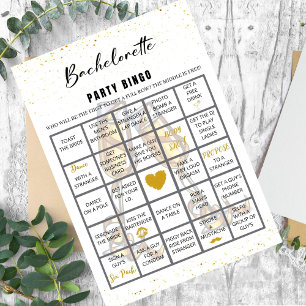 Glitter Bachelorette Bingo Party Game Challenge Kaart
