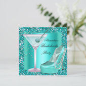 Glitter Bachelorette Party Aqua Blauwgroen Blue Kaart (Staand voorkant)