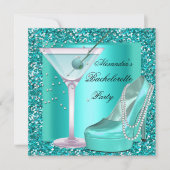 Glitter Bachelorette Party Aqua Blauwgroen Blue Kaart (Voorkant)