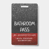 Glitter Back To School Kleuren Badkamer Hal Pass Badge (Achterkant)