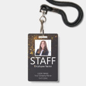 Glitter Badge voor aangepast personeelsfeest (Voorzijde met lanyard)