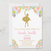 Glitter Ballerina Birthday-uitnodigingen Kaart (Voorkant)