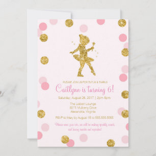 Glitter Ballerina, Pink and Gold Sparkle Birthday Kaart