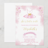 Glitter Ballerina Verjaardag Uitnodiging (Voorkant / Achterkant)