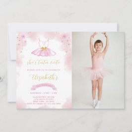 Glitter Ballerina Verjaardagsuitnodiging met foto Kaart