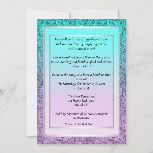 Glitter Ballet schetst de joodse partij Sweet16 Kaart (Achterkant)