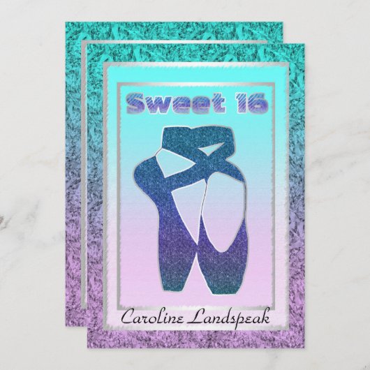 Glitter Ballet schetst de joodse partij Sweet16 Kaart (Voorkant / Achterkant)