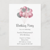 Glitter Ballon Boeket Roze en Zilver Verjaardag Briefkaart (Voorkant)