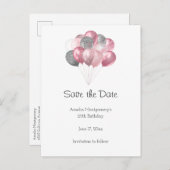 Glitter Ballon Bunch Roze en Zilver Aankondigingskaart (Voorkant / Achterkant)