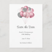 Glitter Ballon Bunch Roze en Zilver Aankondigingskaart (Voorkant)