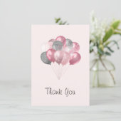 Glitter Ballon Bunch Roze en Zilver Bedankt (Staand voorkant)