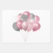 Glitter Ballon Bunch Roze en Zilver Inpakpapier Vel (Voorkant 2)