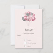 Glitter Ballon Bunch Roze en Zilver RSVP Kaartje (Voorkant)