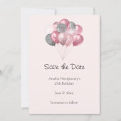 Glitter Ballon Bunch Roze en Zilver Save The Date (Voorkant)