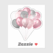 Glitter Ballon Bunch Roze en Zilver Sticker (Vel)