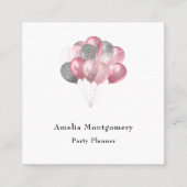 Glitter Ballon Bunch Roze en Zilver Vierkante Visitekaartje (Voorkant)