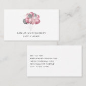 Glitter Ballon Bunch Roze en Zilver Visitekaartje (Voorkant / Achterkant)