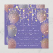 Glitter Ballon Roze Goud Bruids Sweet 16e Paars Kaart (Voorkant / Achterkant)