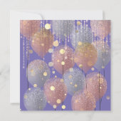 Glitter Ballon Roze Goud Bruids Sweet 16e Paars Kaart (Achterkant)