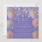 Glitter Ballon Roze Goud Bruids Sweet 16e Paars Kaart (Voorkant)