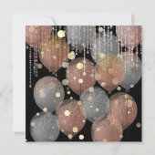Glitter Ballon Roze Goud Bruids Sweet 16e Zwart Kaart (Achterkant)
