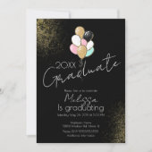 Glitter Ballon Universiteit Hoge School Afstudeerf Kaart (Voorkant)